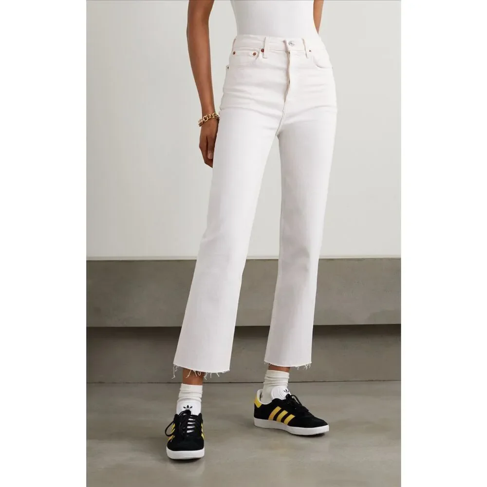Re/Done 70’s Stove Pipe Straight Leg Jeans 27 White